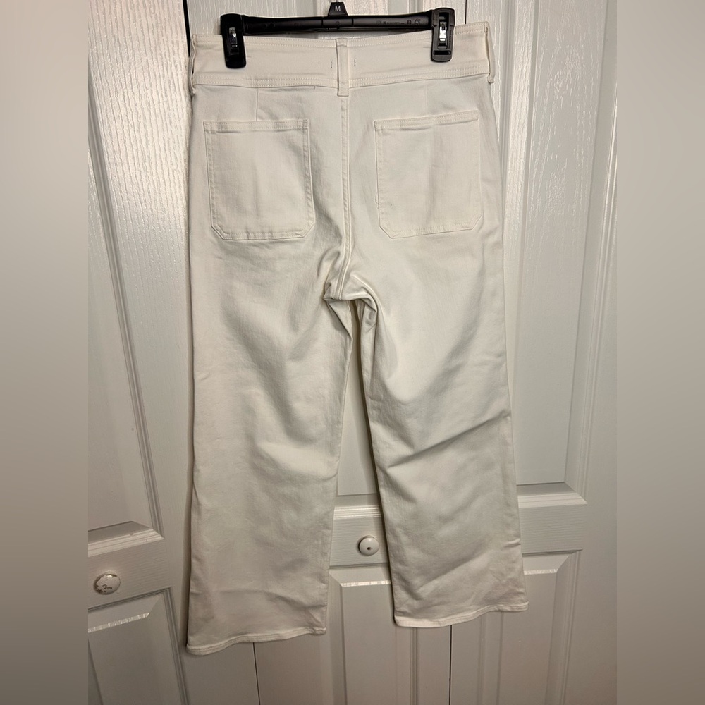J.Crew Slim-Wide Jean Womens Size 27 White Denim Stacked Buttons Stretch New - Picture 6 of 10
